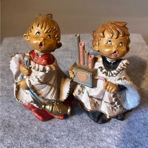 1987 Fontanini Boy & Girl Carolers  #621 & 624 Made In Italy 4” Set Of Two